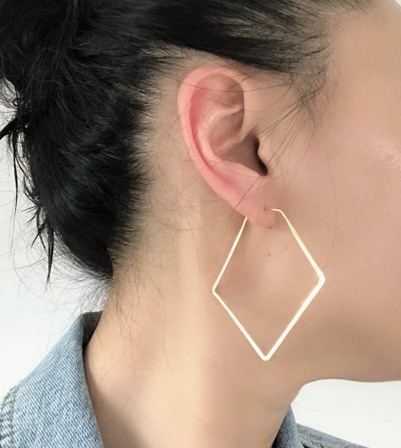 Oversized Big Square Gold Plated Earrings - Image 8