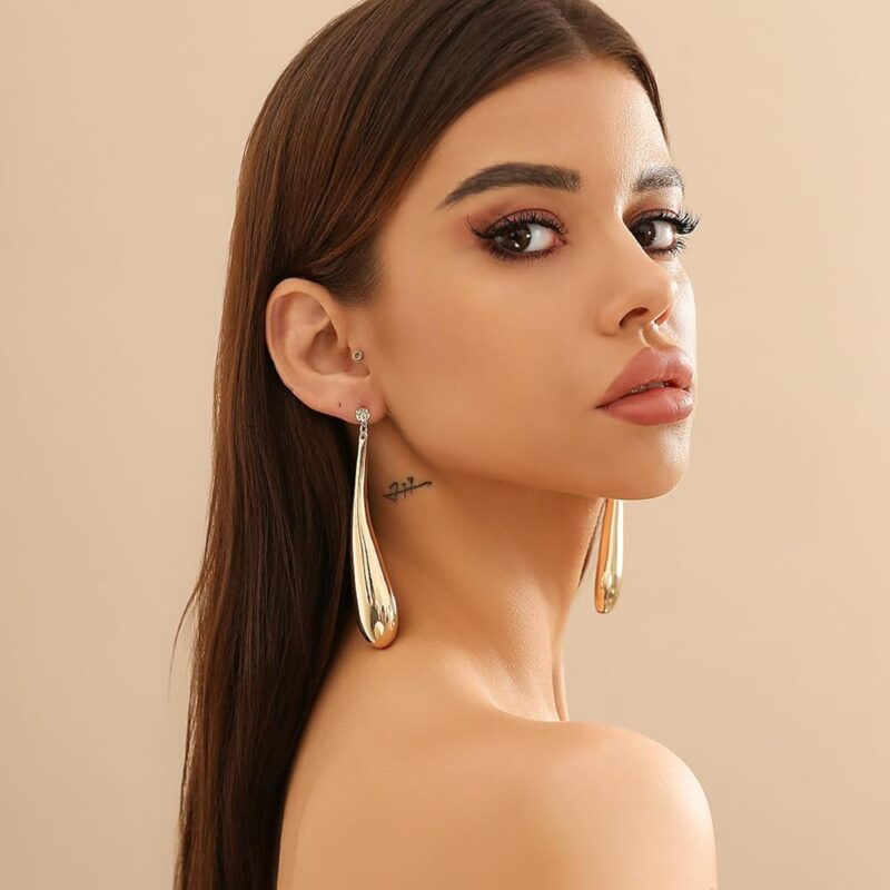 Long Fancy Gold Plated Earrings - Image 2