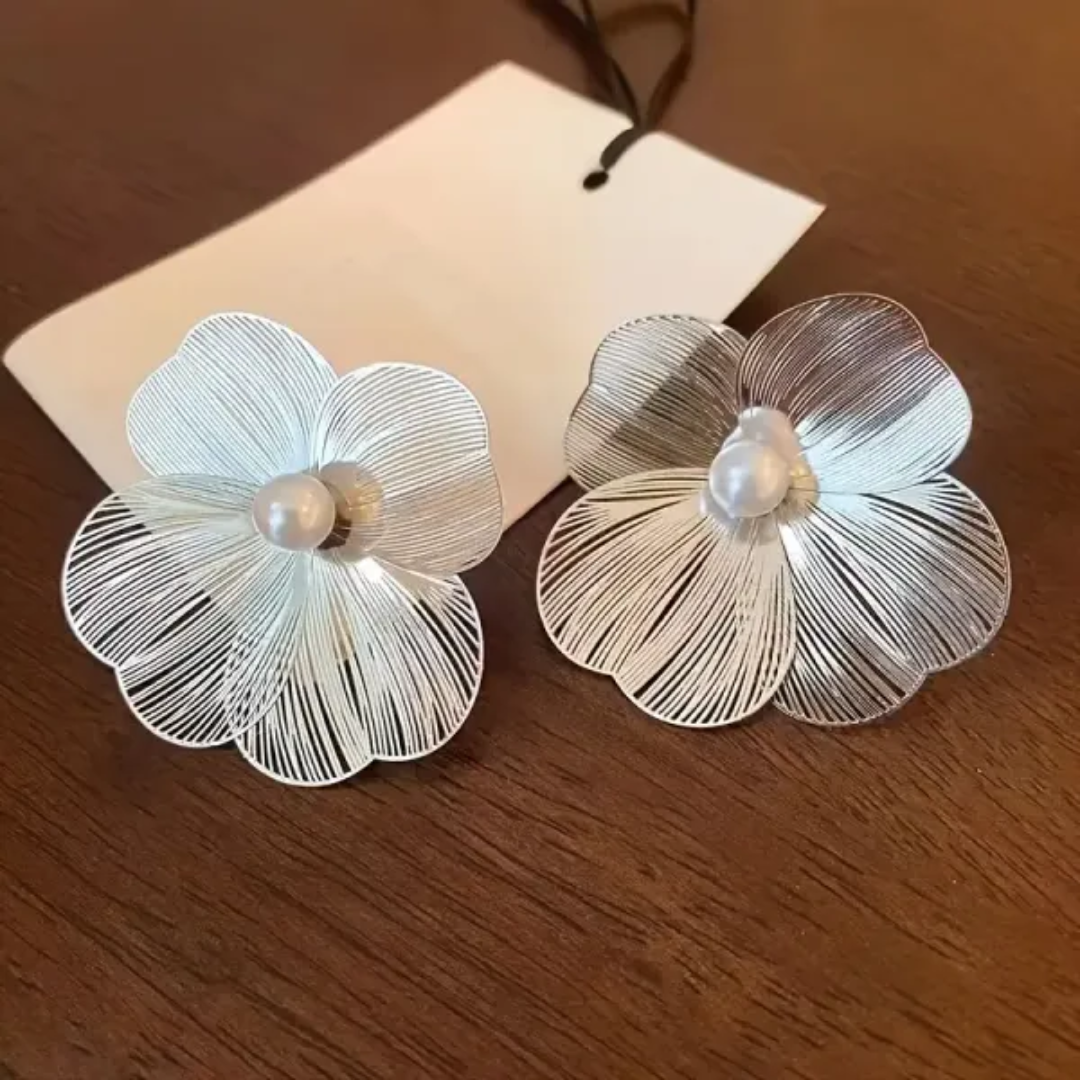 Korean Floral Big Studs Earrings