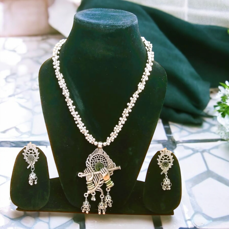 Krishna Flute Oxidised Set - Image 5