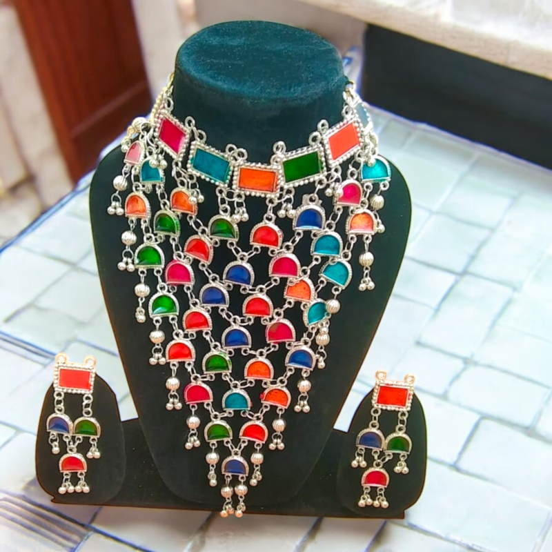 Multi-Color Multi-Layer Oxidised Jewellery Set