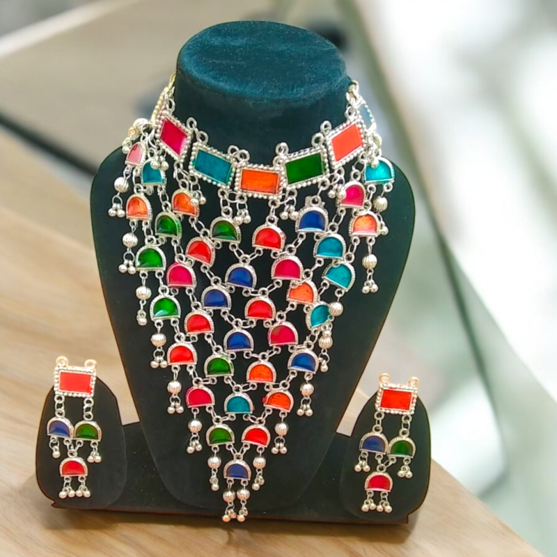 Multi-Color Multi-Layer Oxidised Jewellery Set - Image 5