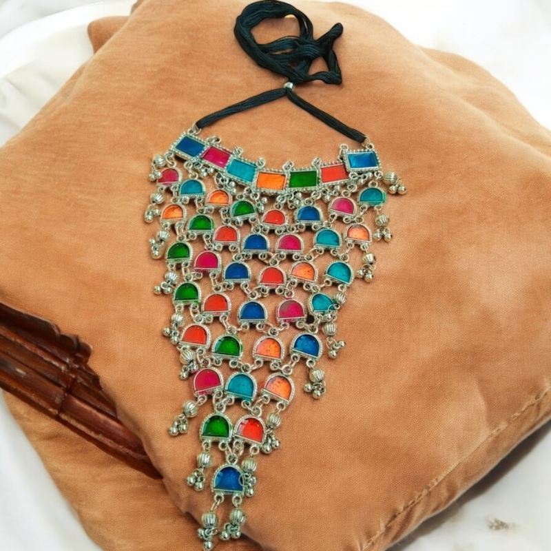 Multi-Color Multi-Layer Oxidised Jewellery Set - Image 3