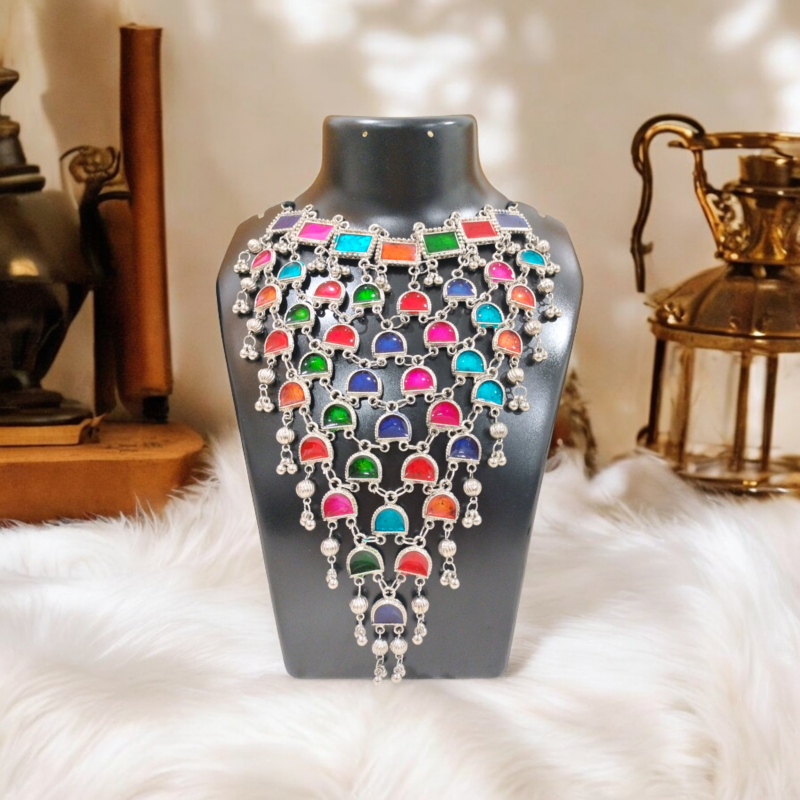 Multi-Color Multi-Layer Oxidised Jewellery Set - Image 8