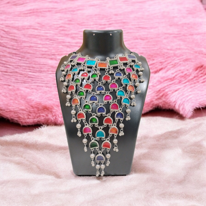 Multi-Color Multi-Layer Oxidised Jewellery Set - Image 7