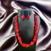 Red Geometric Beads Necklace Set
