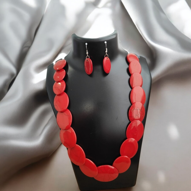 Fancy Resin Red Necklace Set