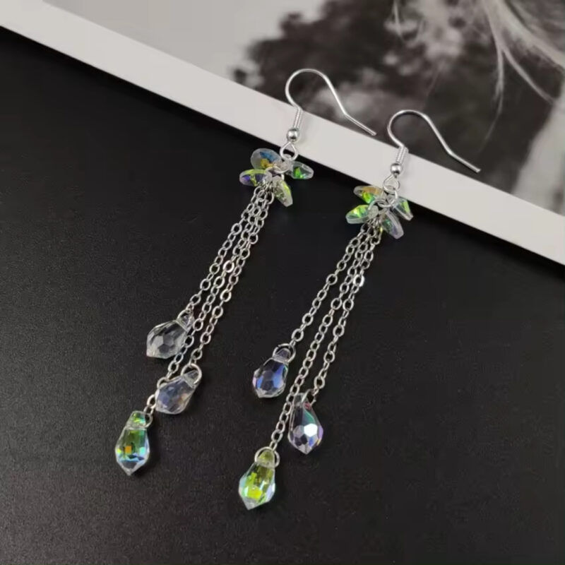 Crystal Chain Dangle Earrings - Image 3