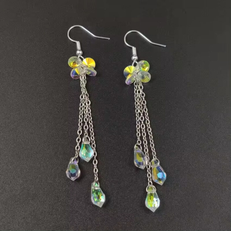 Crystal Chain Dangle Earrings - Image 2