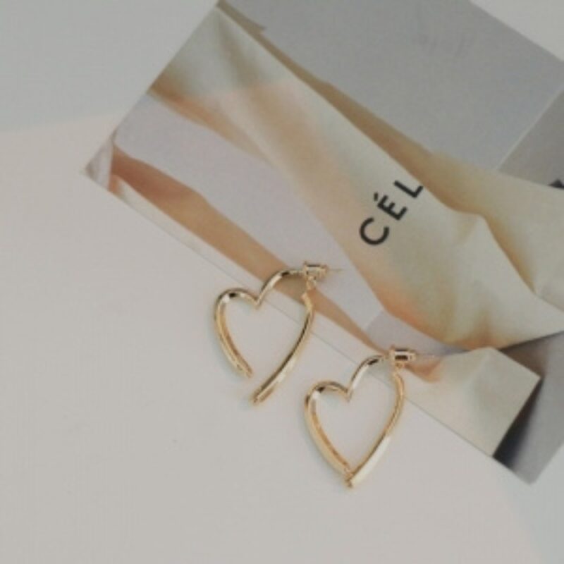 Heart Shaped Gold Hoop Earrings - Image 3