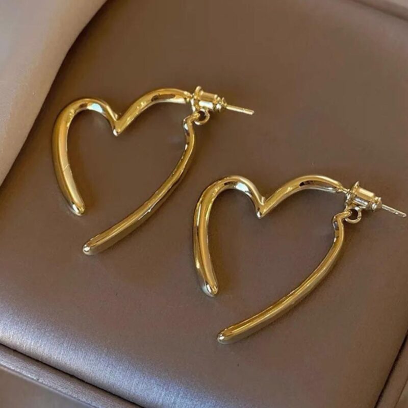 Heart Shaped Gold Hoop Earrings