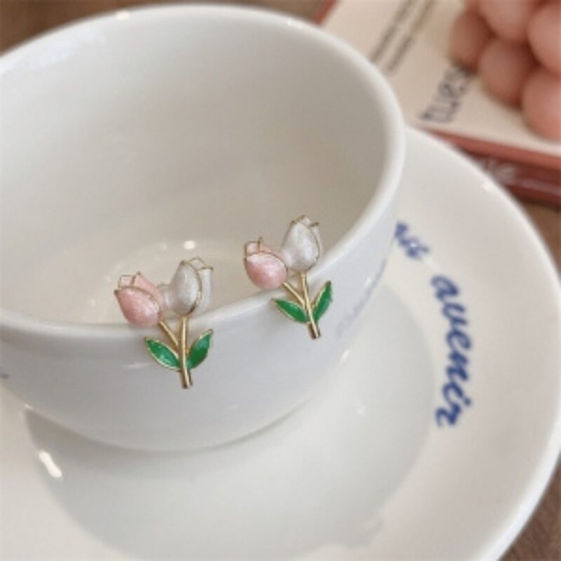 Tulip Flower Stud Earrings - Image 3