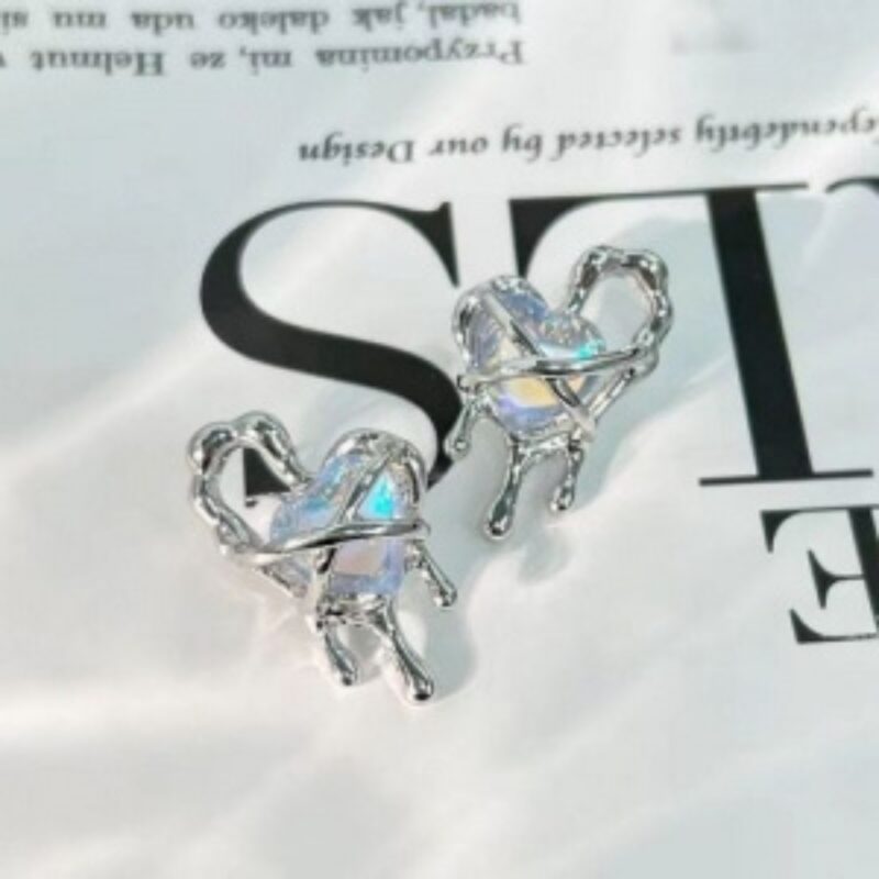 Korean Liquid Hollowout Love Heart Earrings or Melting Heart Stud Earrings. - Image 2