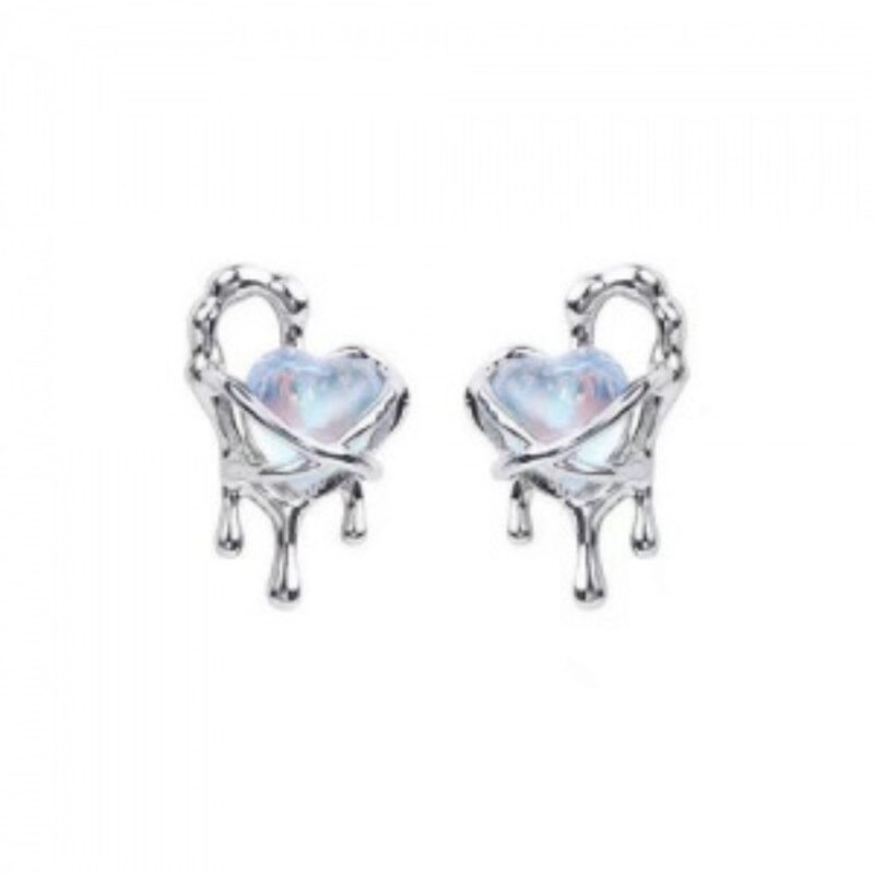 Korean Liquid Hollowout Love Heart Earrings or Melting Heart Stud Earrings.