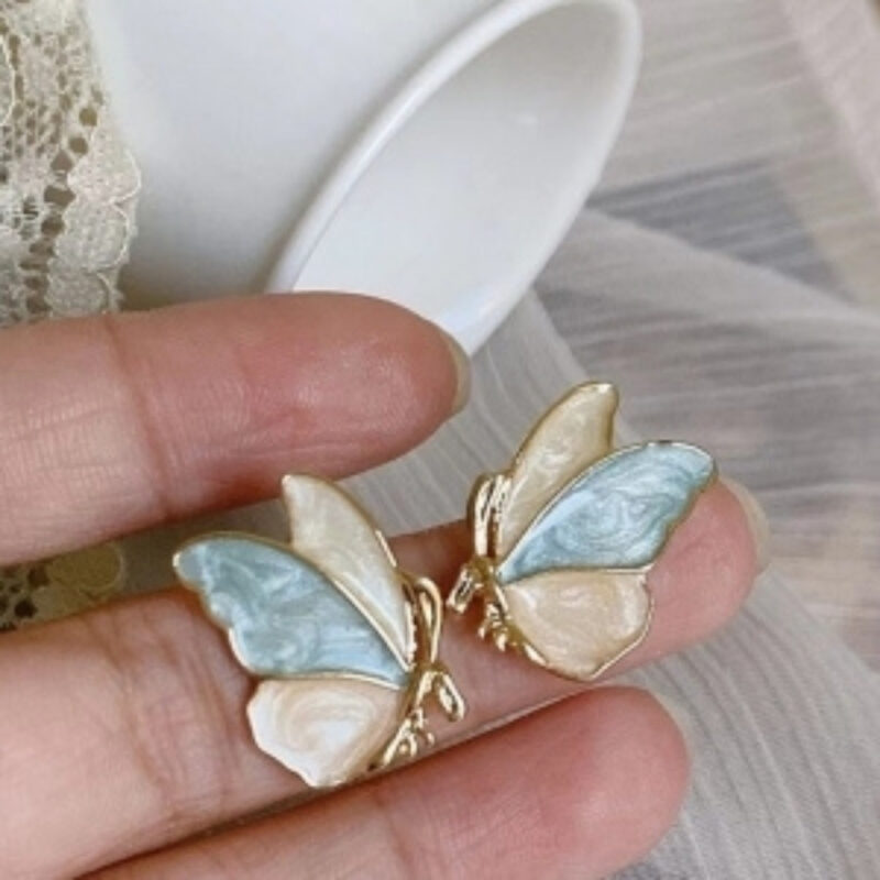 Colorful Enamel Butterfly Stud Earrings or Pastel Butterfly Stud Earrings. - Image 2