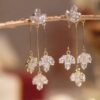 Crystal Leaf Drop Earrings or Gold Plated Crystal Leaf Dangle Earrings.