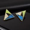 Geometric Enamel Multi-Color Triangle Stud Earrings.