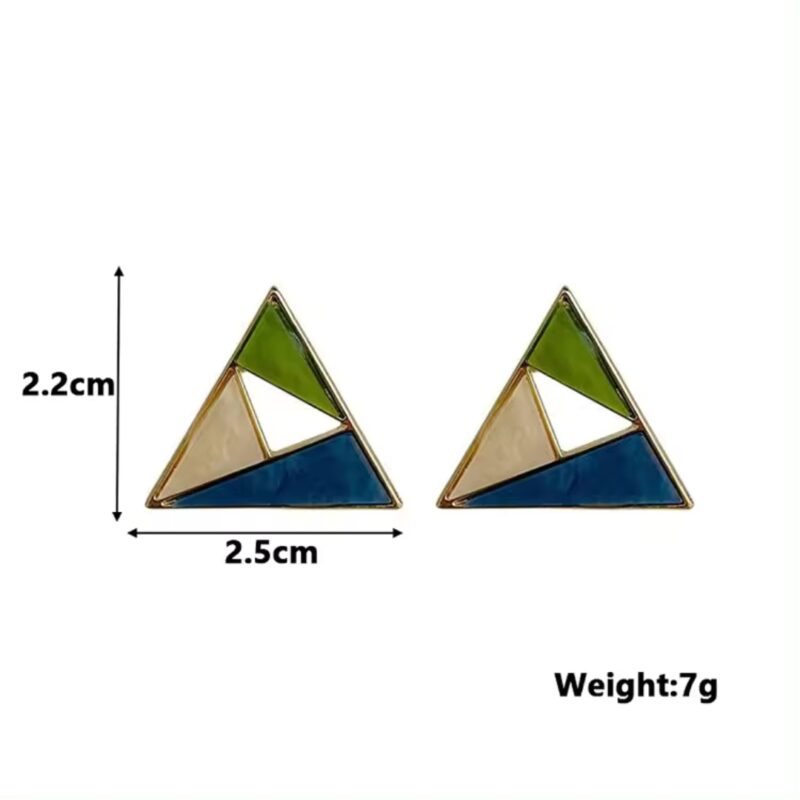 Geometric Enamel Multi-Color Triangle Stud Earrings. - Image 3