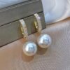 JJK 43  Pearl Drop Earrings with Zircon/Rhinestone Embellishment.