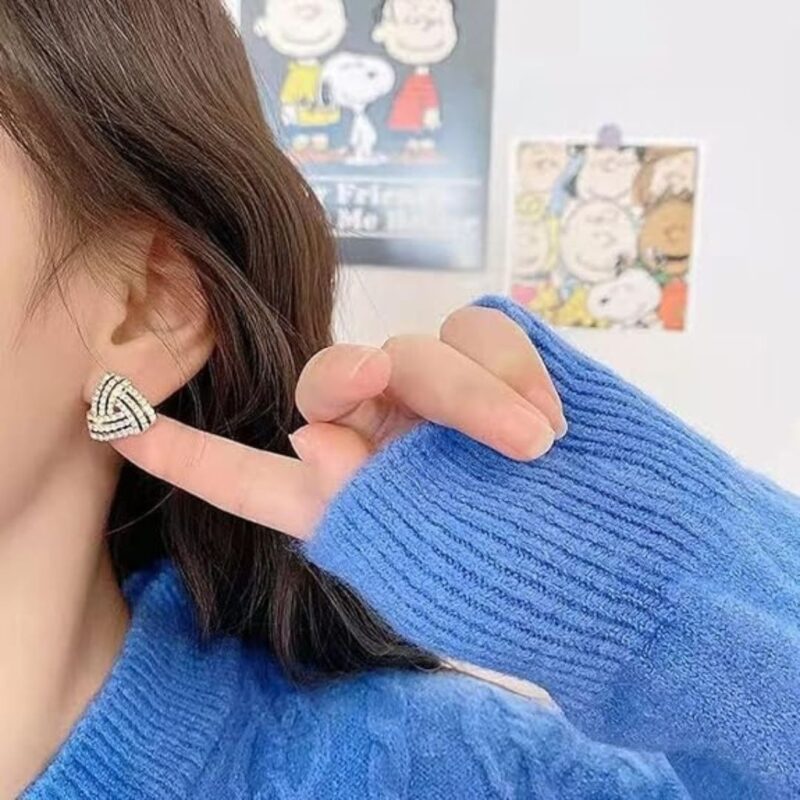 JJK 47  Korean Knot Design Statement Earrings with Crystal Detailing. - Image 4