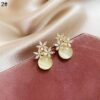 Floral Crystal and Moonstone Dangle Earrings