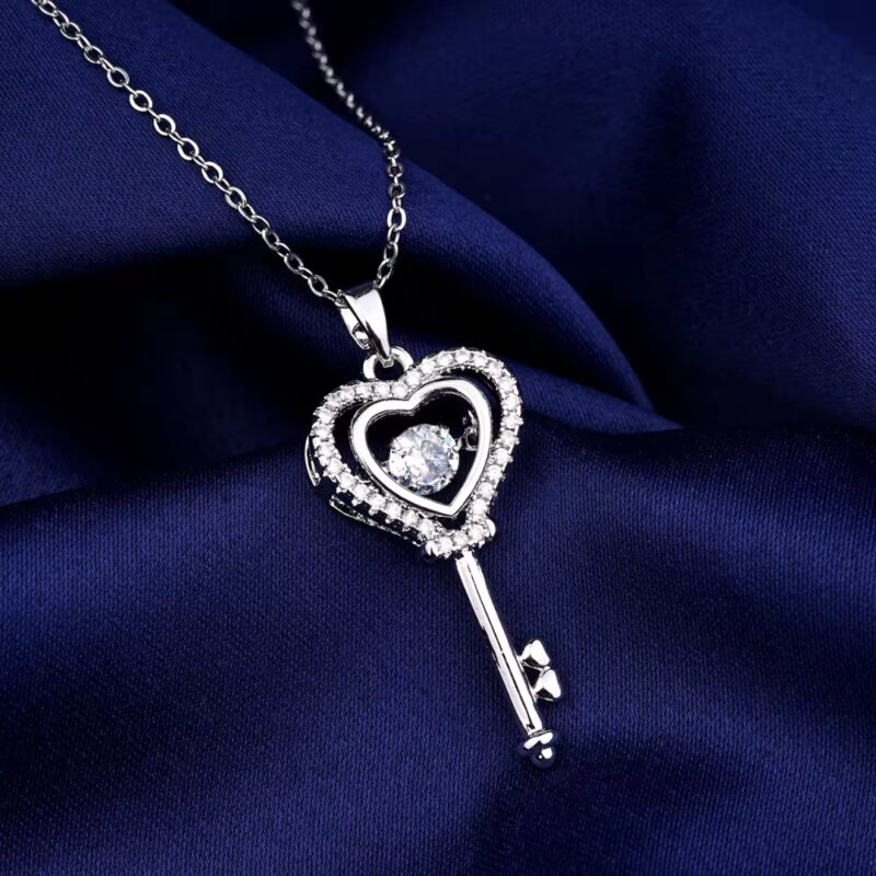 Jeulia Heart Key Sterling Silver Necklace