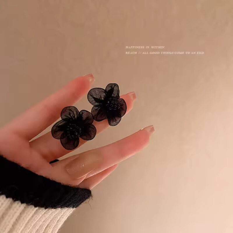 Black Floral Studs