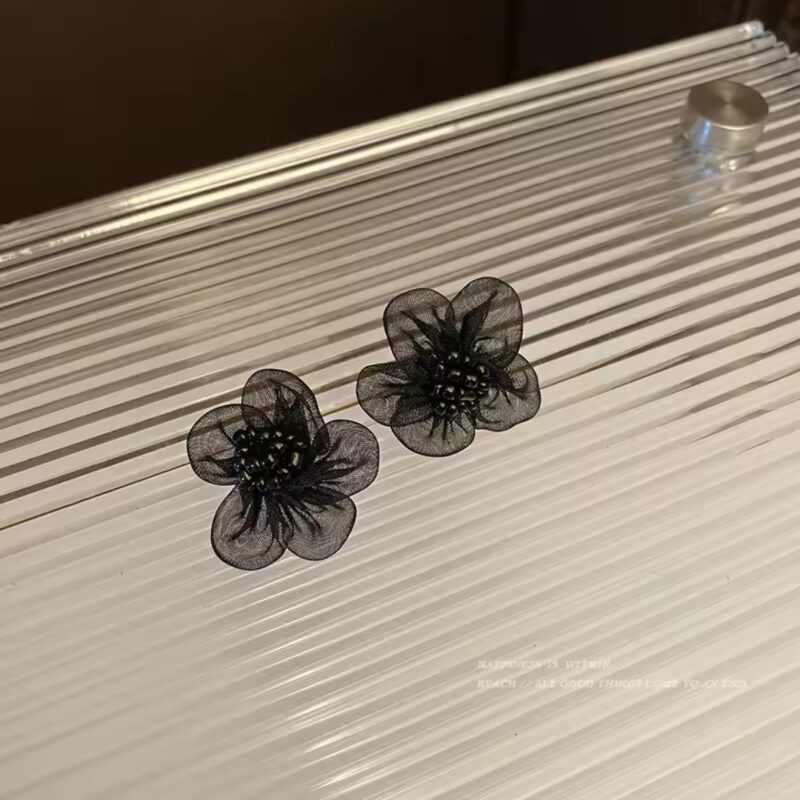 Black Floral Studs - Image 2