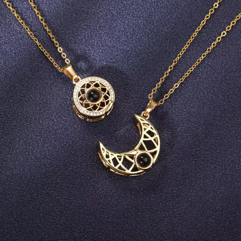 Sun and Moon Projection Pendant Necklace