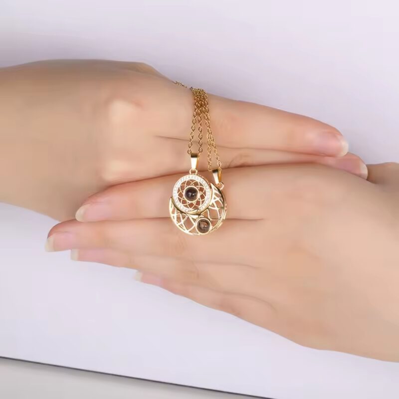 Sun and Moon Projection Pendant Necklace - Image 2