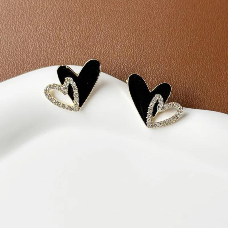 Black Heart Stud Earrings