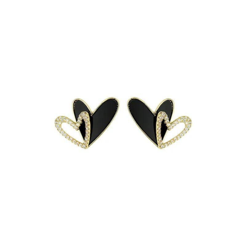 Black Heart Stud Earrings - Image 3