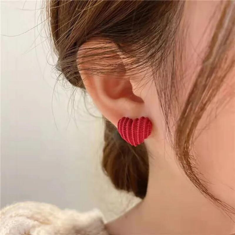 Red Heart Stud Earrings - Image 4