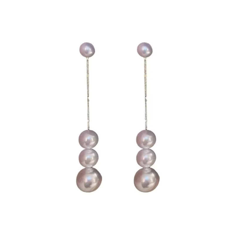 Long Pearl Drop Dangle Earrings. - Image 3
