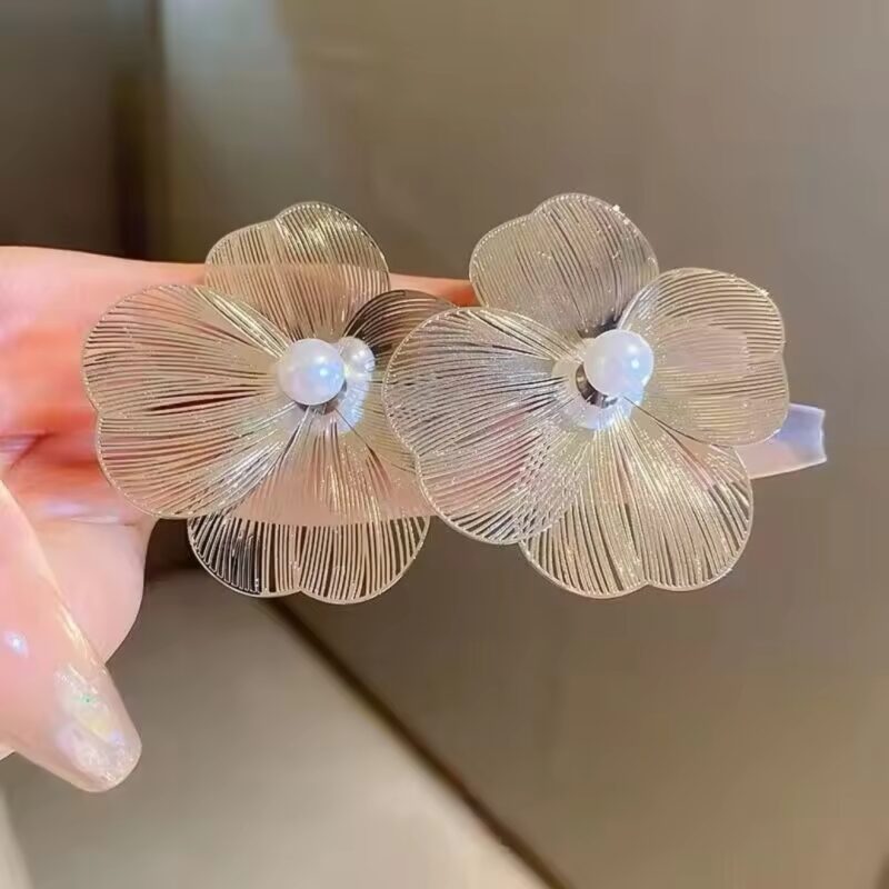 Handmade Floral Pearl Earrings. - Image 2