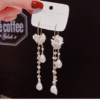 C&C Jewelry White Flower and Pearl Long Drop Earrings.
