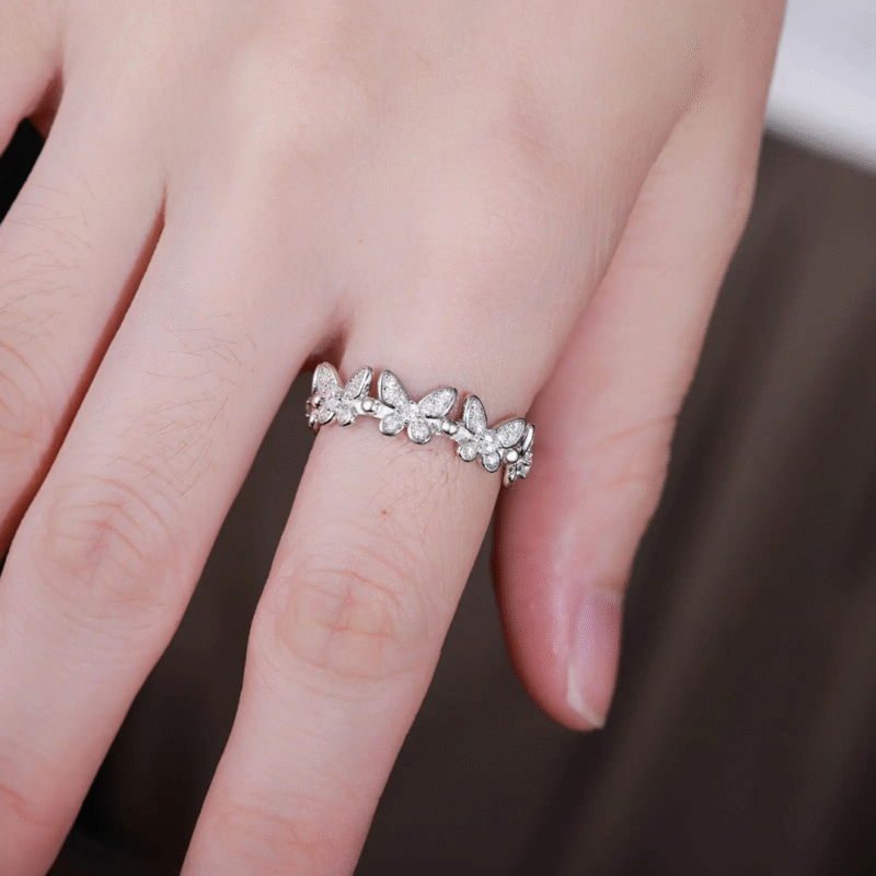 Gold Plated Butterfly Open Ring with Cubic Zirconia. - Image 3