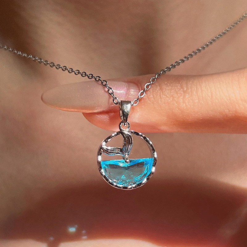 Mermaid Tail Blue Crystal Necklace - Image 2