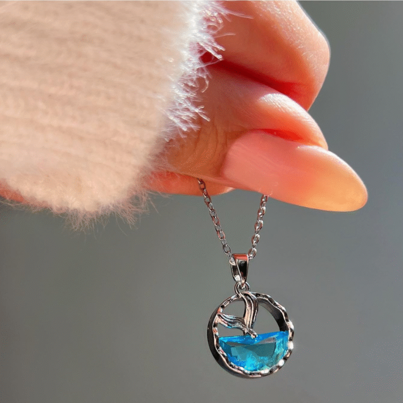 Mermaid Tail Blue Crystal Necklace