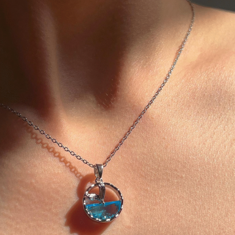 Mermaid Tail Blue Crystal Necklace - Image 3