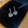 White Stone Heart Drop Earrings