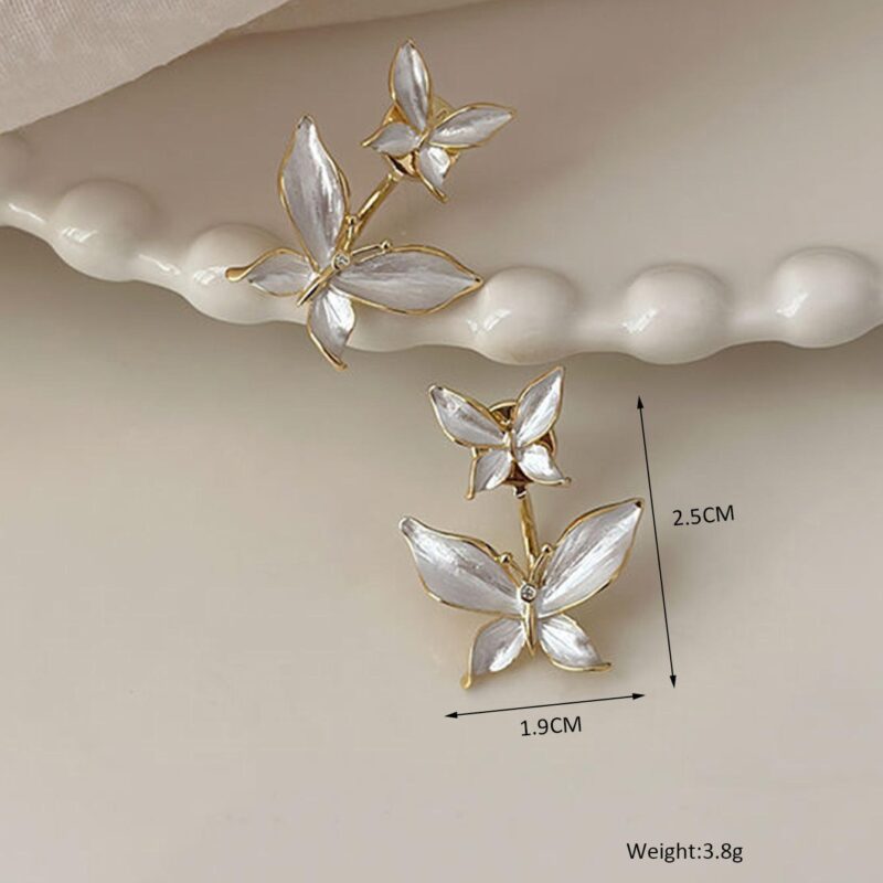 JJK 22  Double Butterfly Stud Earrings or Dual Butterfly Earring Studs.