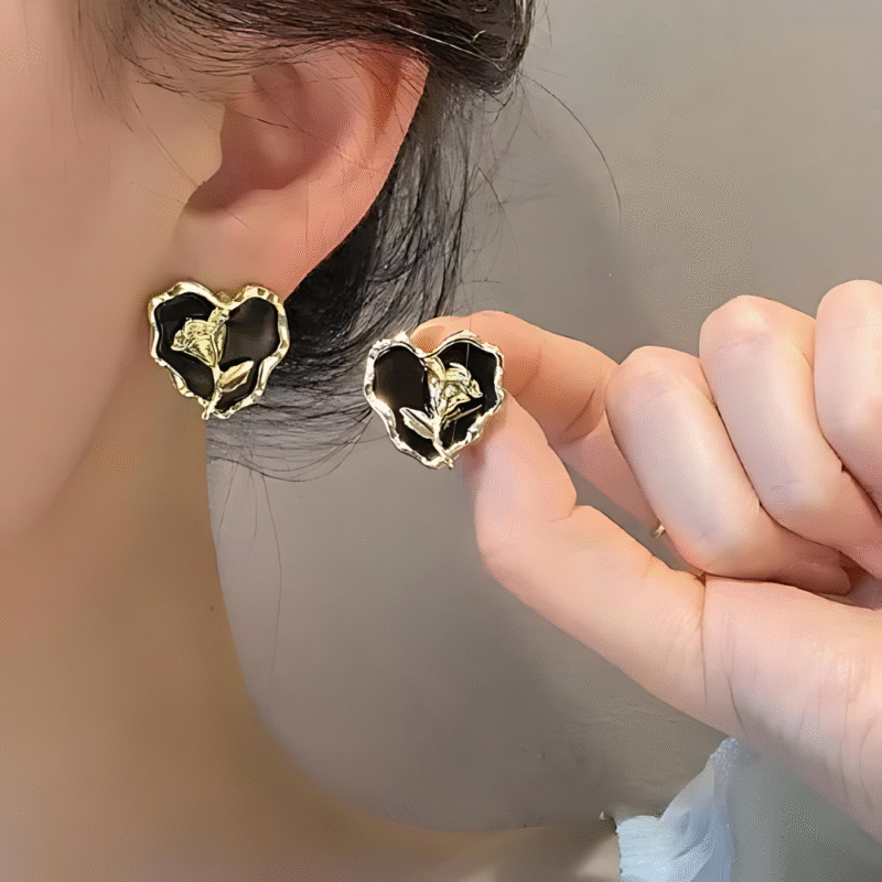 JJK 33 Double Circle Pearl and Rhinestone Earrings or Double Circle Diamond Rhinestone Pearl Earrings. - Image 3