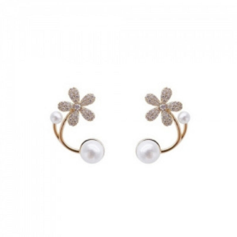 Korean Niche Design Pearl Flower Stud Earrings