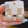 JJK 60 Gold-Plated Korean Marvelous Dual Hearts Pearl Drop Earrings
