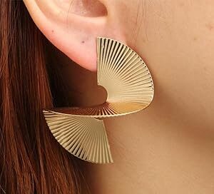 Gold Plated Fan Shape Earrings.