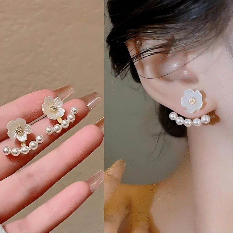 JJK 63 NEZE Floral Pearl Stud Earrings - Image 3