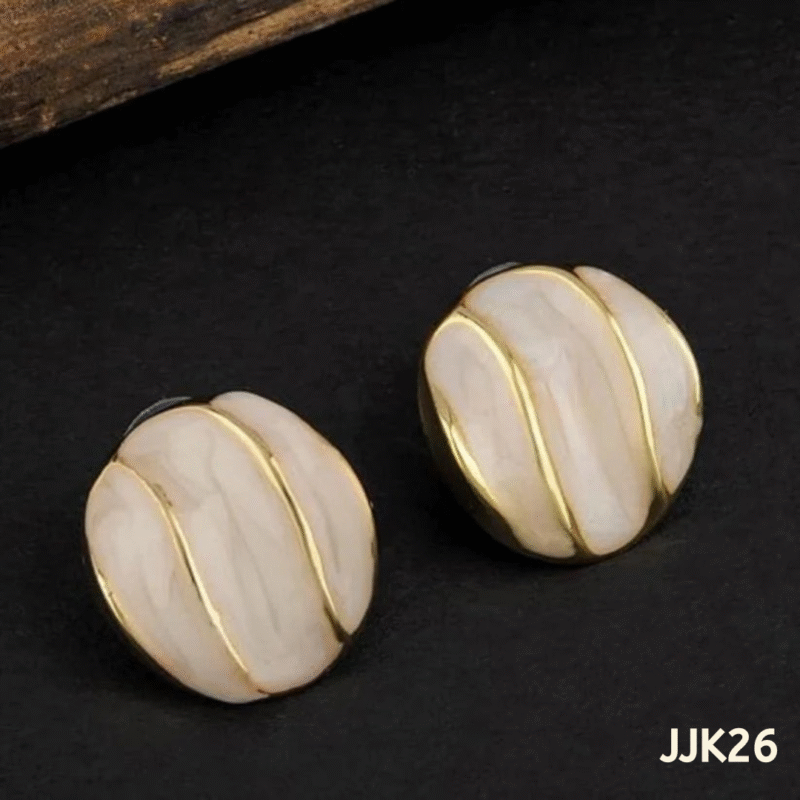Round Stud Earring Korean Enamel Geometric Exaggerated Retro Jewellary.
