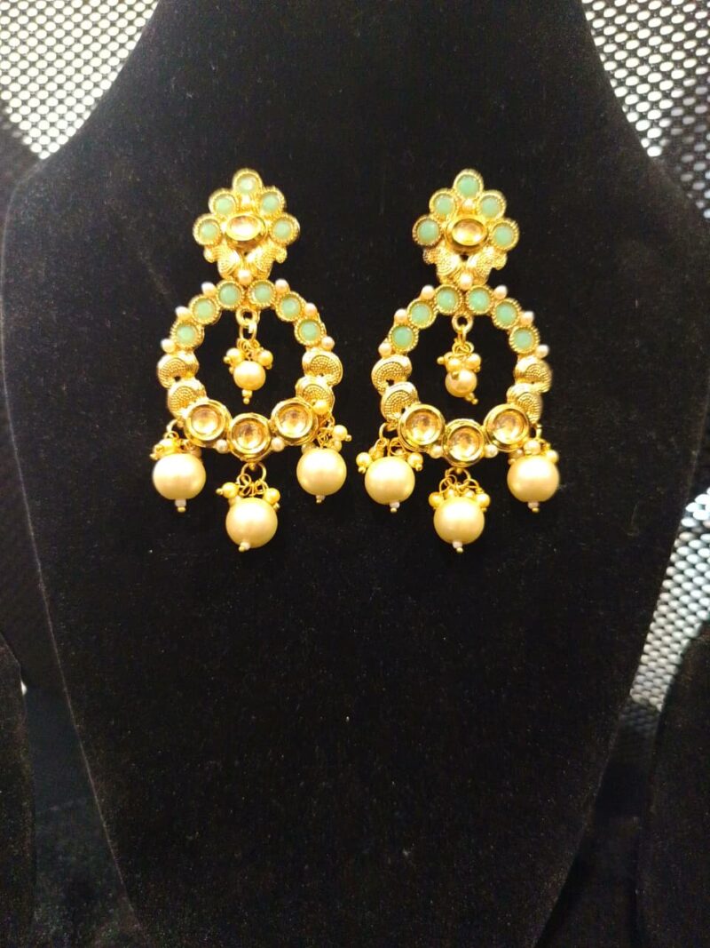 Kundan Chandbali earrings, - Image 2