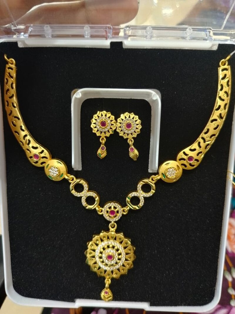 Kalpna Sales Surat Gold Plated Austrian Stone Necklace Set,